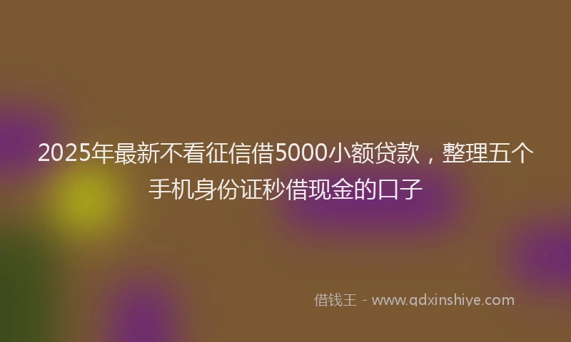 2025年最新不看征信借5000小额贷款，整理五个手机身份证秒借现金的口子