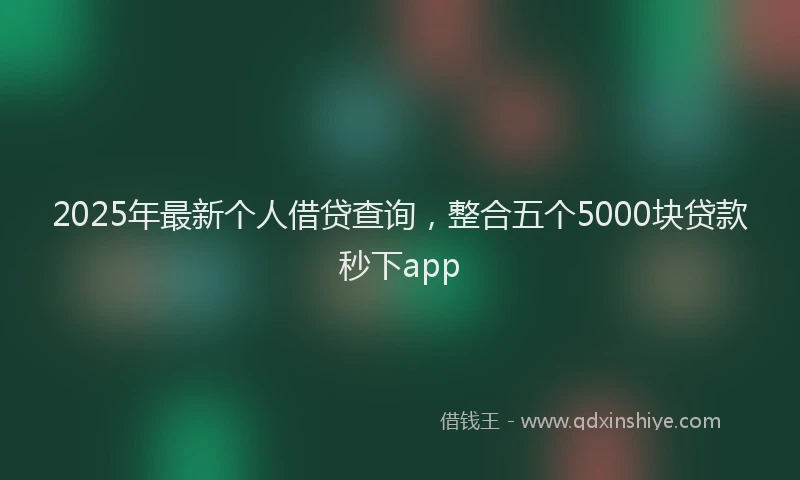 2025年最新个人借贷查询，整合五个5000块贷款秒下app