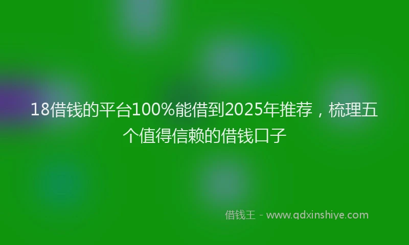 18借钱的平台100%能借到2025年推荐，梳理五个值得信赖的借钱口子