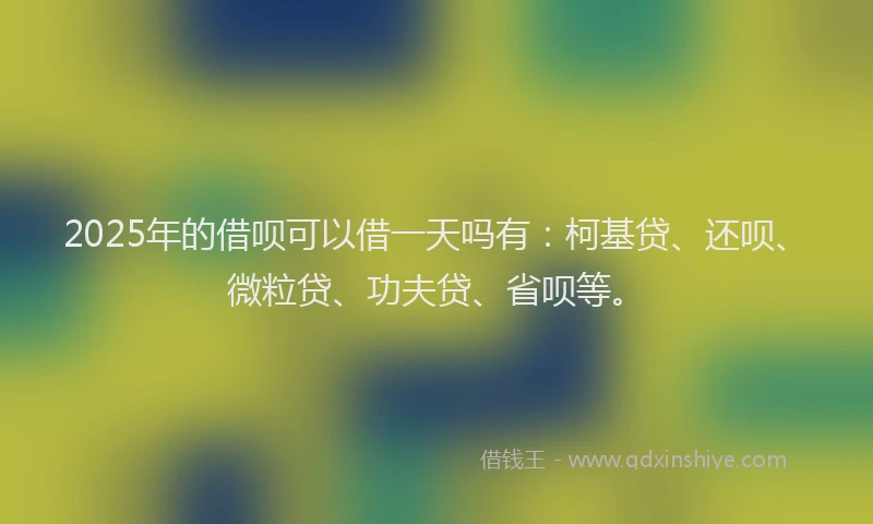 2025年的借呗可以借一天吗有：柯基贷、还呗、微粒贷、功夫贷、省呗等。