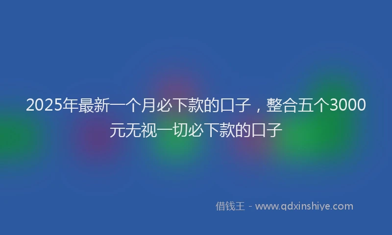 2025年最新一个月必下款的口子，整合五个3000元无视一切必下款的口子