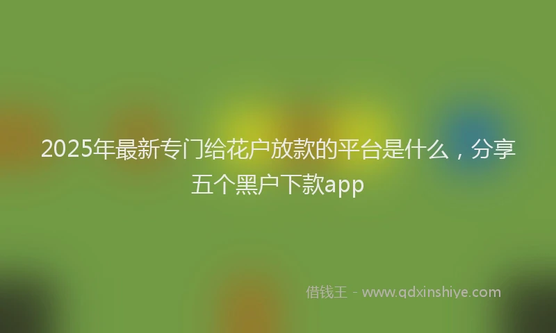 2025年最新专门给花户放款的平台是什么，分享五个黑户下款app