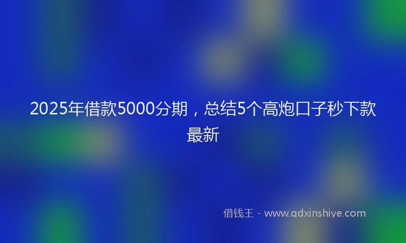 2025年借款5000分期，总结5个高炮口子秒下款最新
