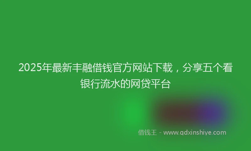 2025年最新丰融借钱官方网站下载，分享五个看银行流水的网贷平台