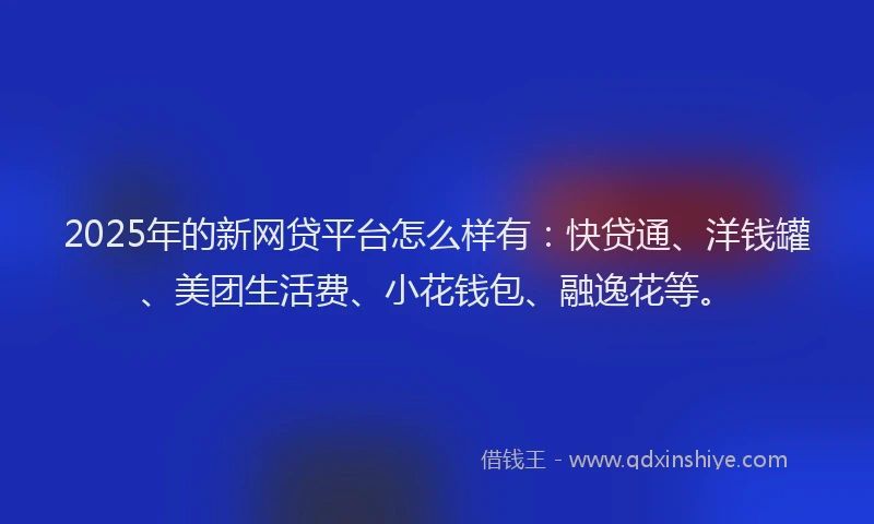 2025年的新网贷平台怎么样有：快贷通、洋钱罐、美团生活费、小花钱包、融逸花等。