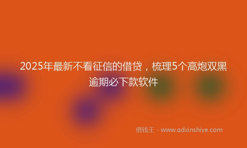 2025年最新不看征信的借贷，梳理5个高炮双黑逾期必下款软件