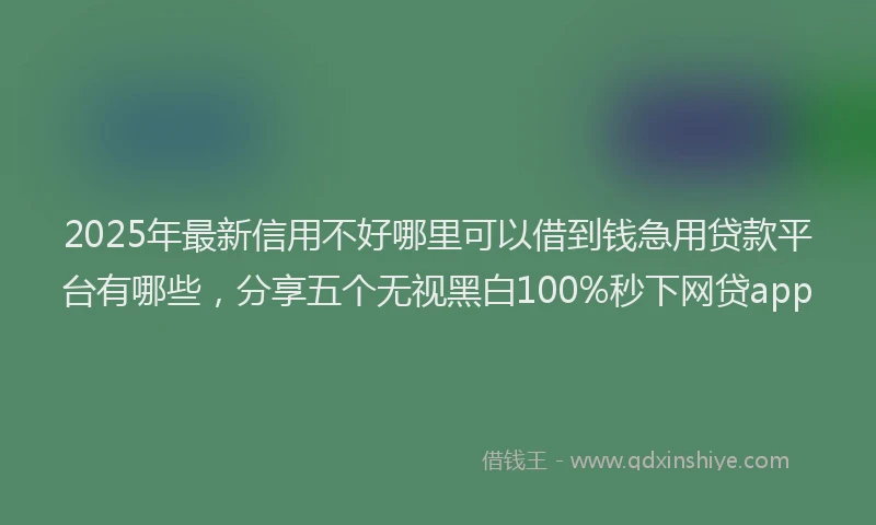 2025年最新信用不好哪里可以借到钱急用贷款平台有哪些，分享五个无视黑白100%秒下网贷app