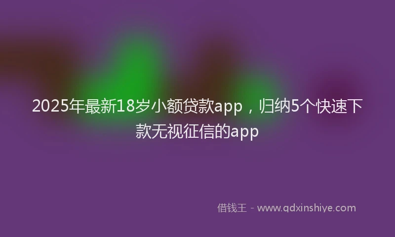 2025年最新18岁小额贷款app，归纳5个快速下款无视征信的app