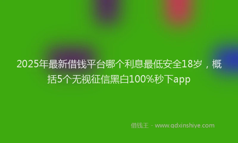 2025年最新借钱平台哪个利息最低安全18岁，概括5个无视征信黑白100%秒下app