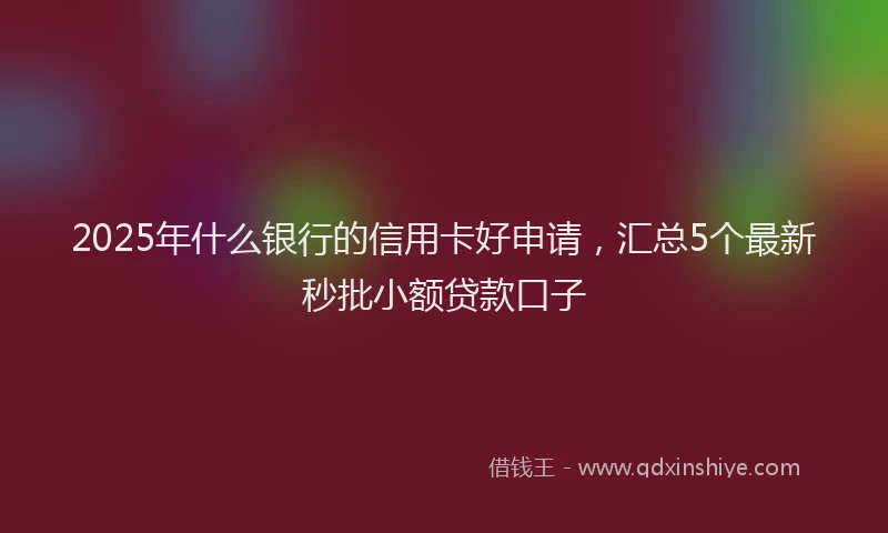 2025年什么银行的信用卡好申请，汇总5个最新秒批小额贷款口子