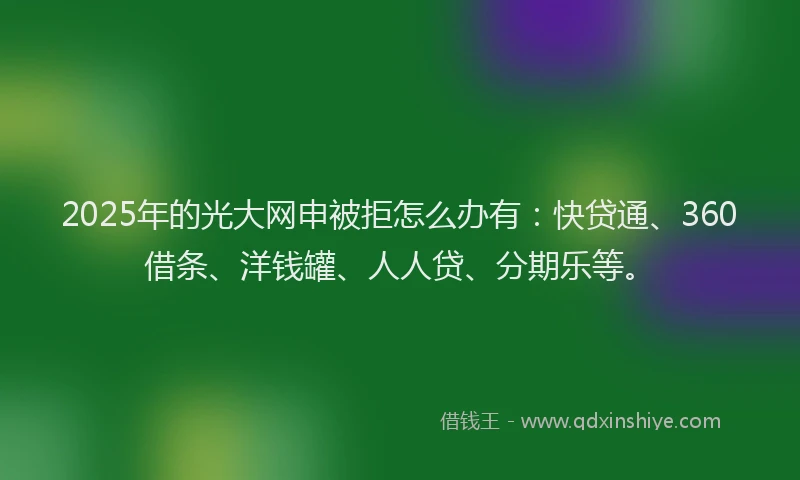 2025年的光大网申被拒怎么办有：快贷通、360借条、洋钱罐、人人贷、分期乐等。