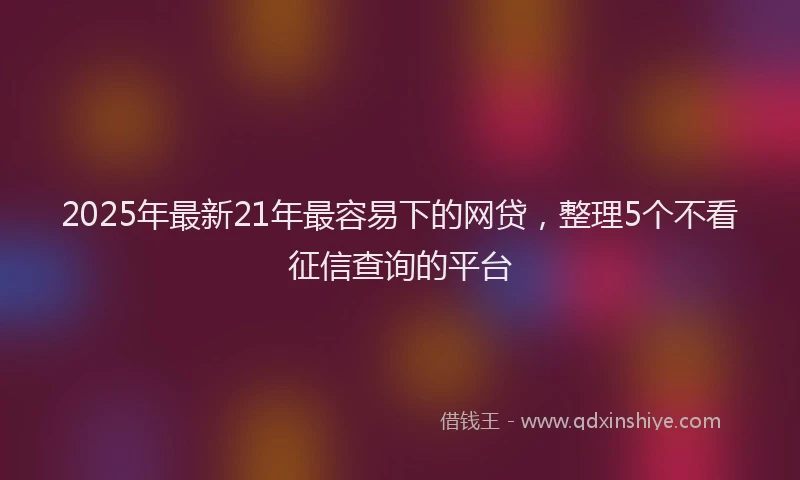 2025年最新21年最容易下的网贷，整理5个不看征信查询的平台