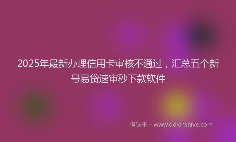 2025年最新办理信用卡审核不通过，汇总五个新号易贷速审秒下款软件