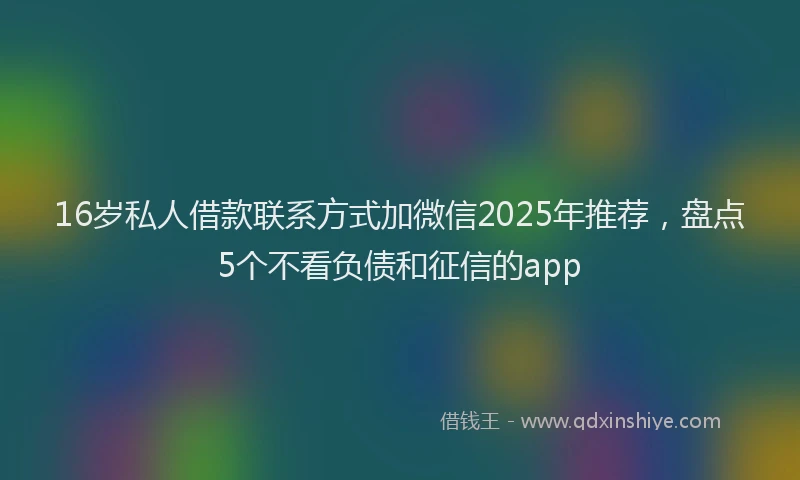 16岁私人借款联系方式加微信2025年推荐，盘点5个不看负债和征信的app