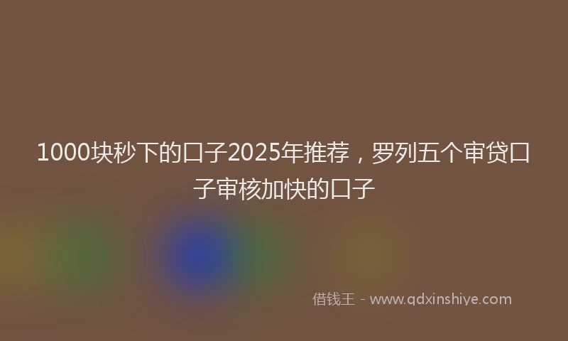 1000块秒下的口子2025年推荐，罗列五个审贷口子审核加快的口子