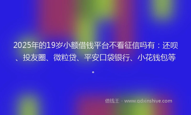 2025年的19岁小额借钱平台不看征信吗有：还呗、投友圈、微粒贷、平安口袋银行、小花钱包等。