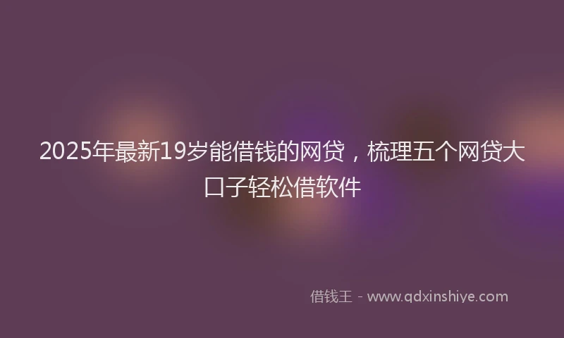 2025年最新19岁能借钱的网贷，梳理五个网贷大口子轻松借软件