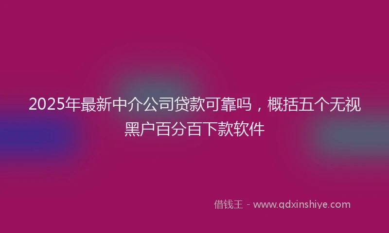 2025年最新中介公司贷款可靠吗，概括五个无视黑户百分百下款软件