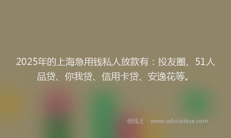 2025年的上海急用钱私人放款有：投友圈、51人品贷、你我贷、信用卡贷、安逸花等。