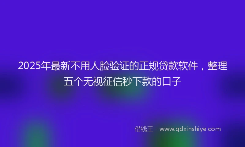 2025年最新不用人脸验证的正规贷款软件，整理五个无视征信秒下款的口子