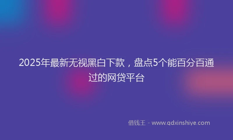 2025年最新无视黑白下款，盘点5个能百分百通过的网贷平台