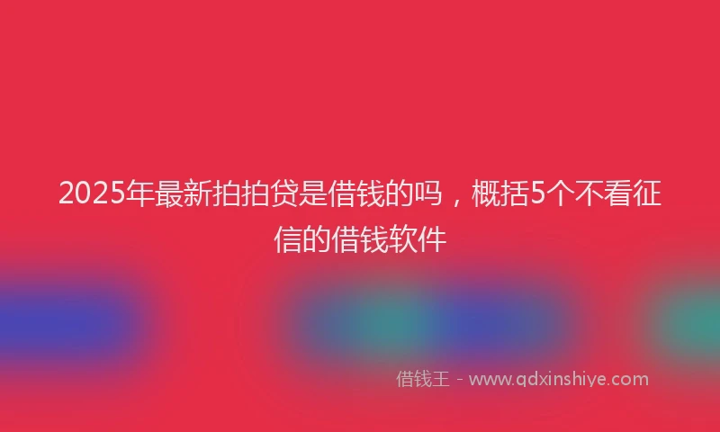 2025年最新拍拍贷是借钱的吗，概括5个不看征信的借钱软件