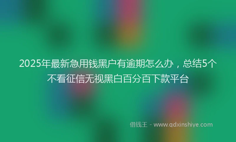2025年最新急用钱黑户有逾期怎么办，总结5个不看征信无视黑白百分百下款平台
