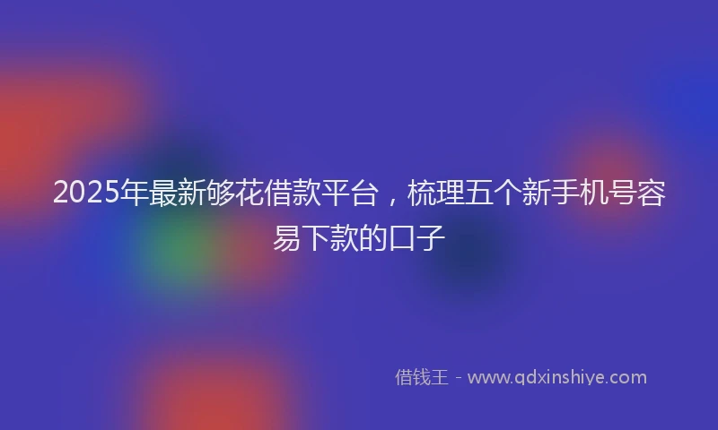 2025年最新够花借款平台，梳理五个新手机号容易下款的口子