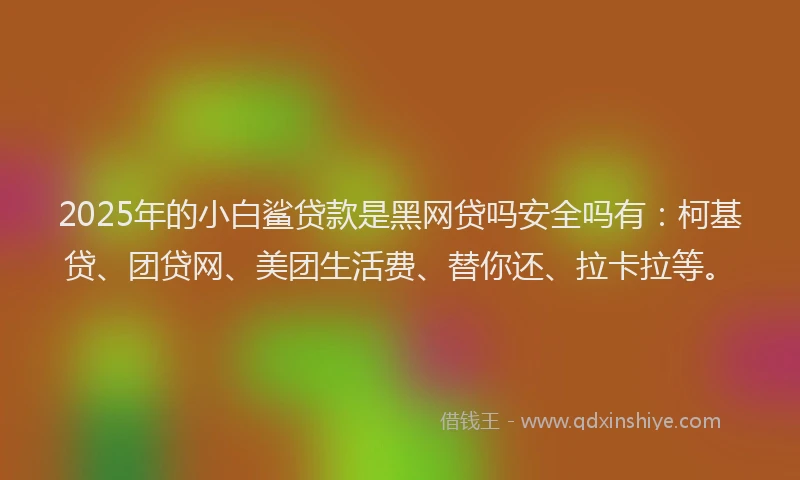 2025年的小白鲨贷款是黑网贷吗安全吗有：柯基贷、团贷网、美团生活费、替你还、拉卡拉等。