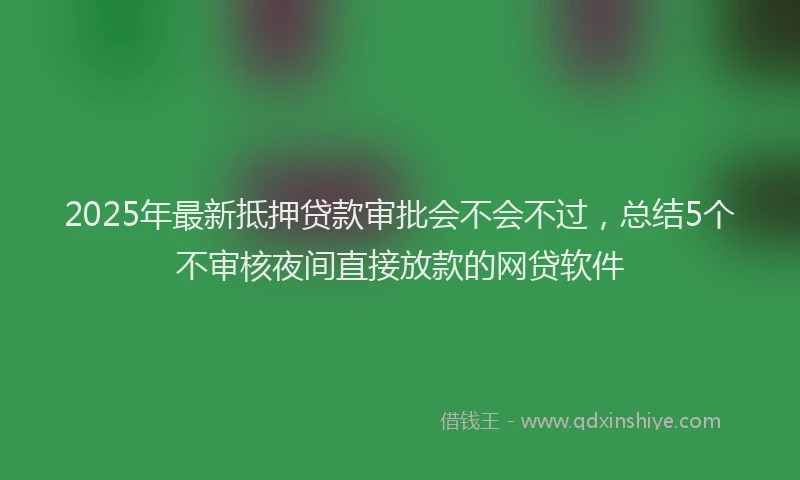 2025年最新抵押贷款审批会不会不过，总结5个不审核夜间直接放款的网贷软件