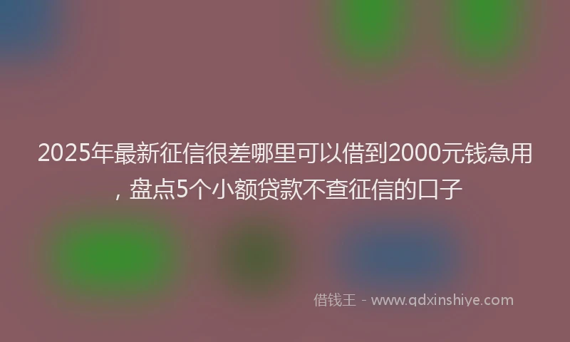 2025年最新征信很差哪里可以借到2000元钱急用，盘点5个小额贷款不查征信的口子