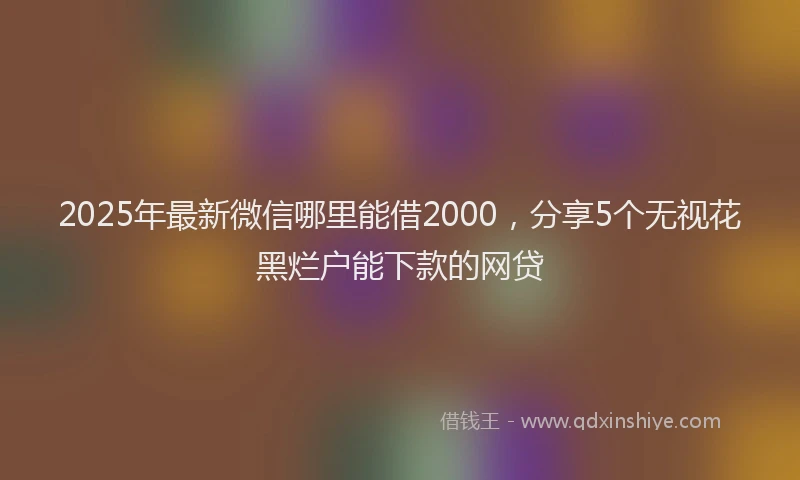 2025年最新微信哪里能借2000，分享5个无视花黑烂户能下款的网贷