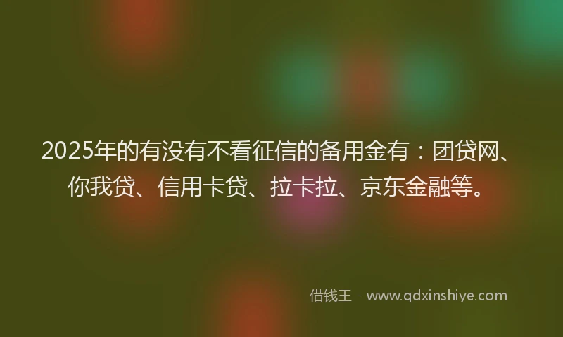 2025年的有没有不看征信的备用金有：团贷网、你我贷、信用卡贷、拉卡拉、京东金融等。