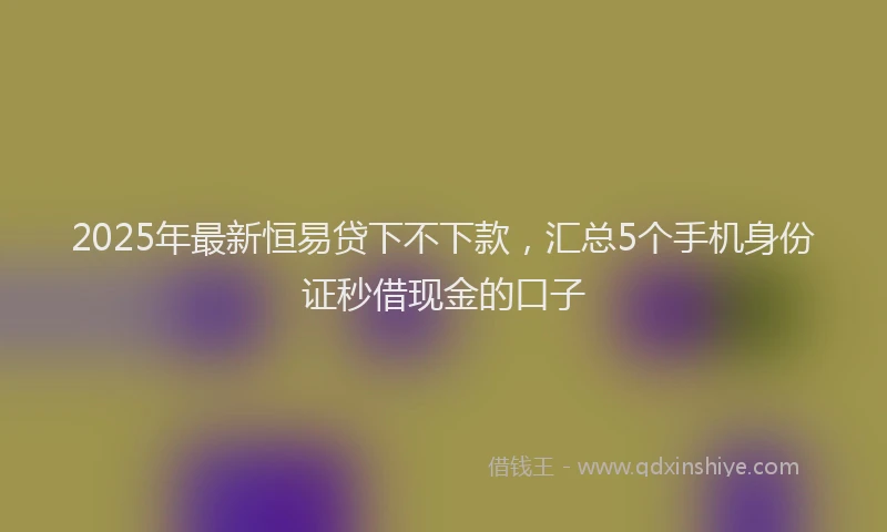 2025年最新恒易贷下不下款，汇总5个手机身份证秒借现金的口子