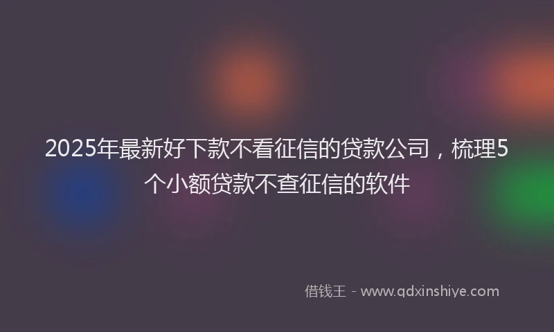 2025年最新好下款不看征信的贷款公司，梳理5个小额贷款不查征信的软件