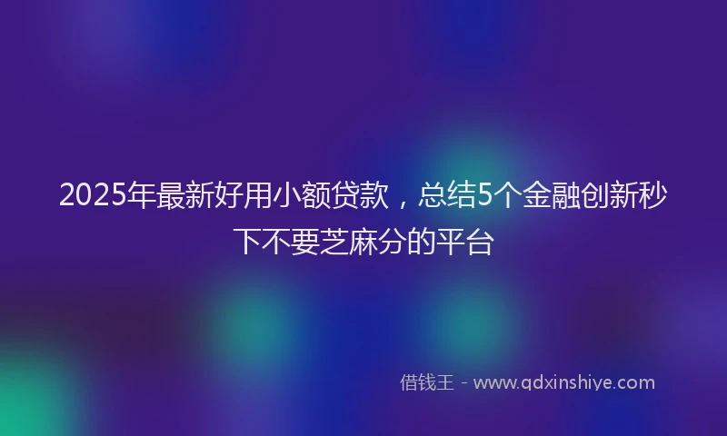 2025年最新好用小额贷款，总结5个金融创新秒下不要芝麻分的平台