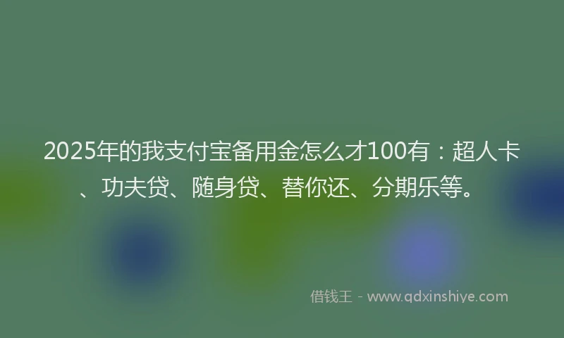 2025年的我支付宝备用金怎么才100有：超人卡、功夫贷、随身贷、替你还、分期乐等。