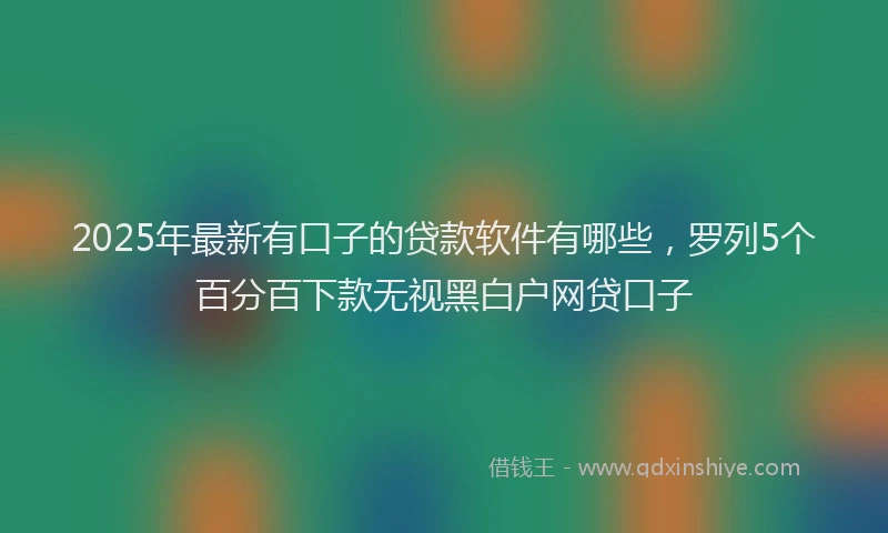 2025年最新有口子的贷款软件有哪些，罗列5个百分百下款无视黑白户网贷口子