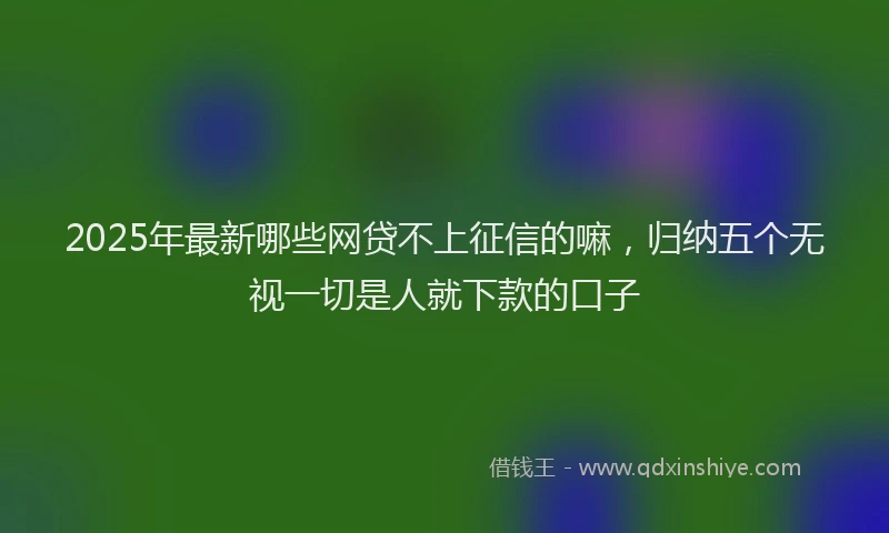 2025年最新哪些网贷不上征信的嘛，归纳五个无视一切是人就下款的口子