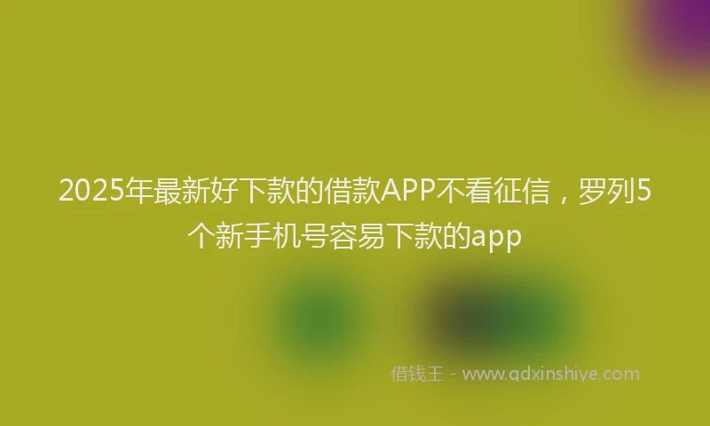2025年最新好下款的借款APP不看征信，罗列5个新手机号容易下款的app