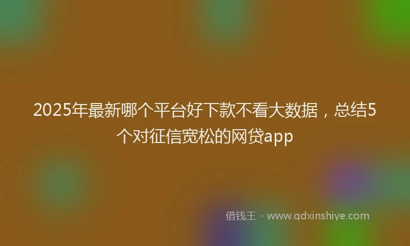 2025年最新哪个平台好下款不看大数据，总结5个对征信宽松的网贷app