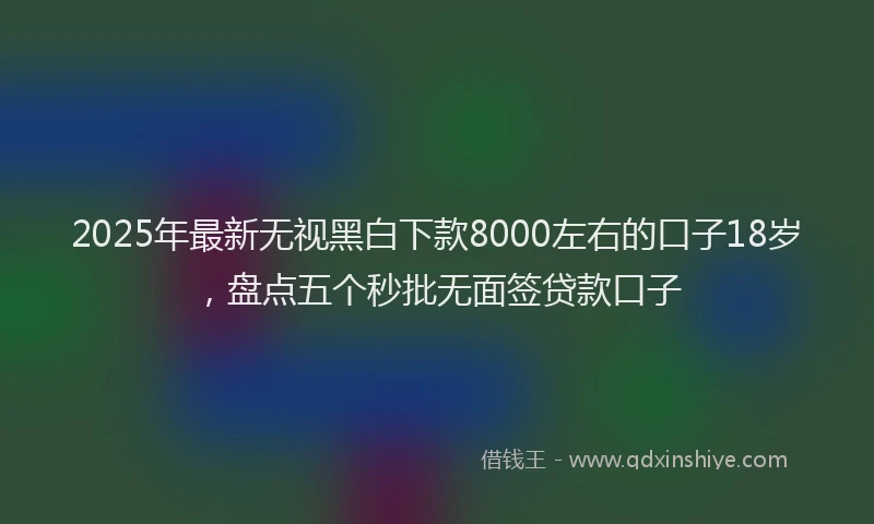 2025年最新无视黑白下款8000左右的口子18岁，盘点五个秒批无面签贷款口子