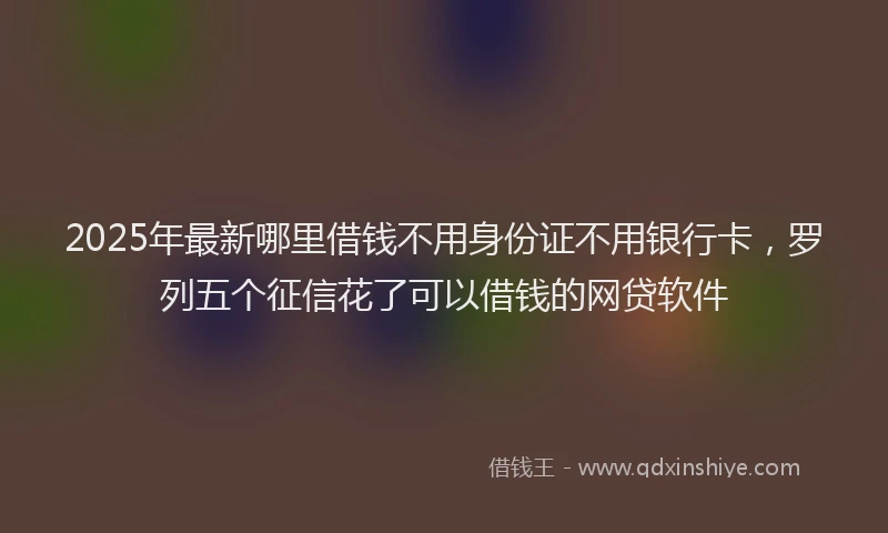 2025年最新哪里借钱不用身份证不用银行卡，罗列五个征信花了可以借钱的网贷软件