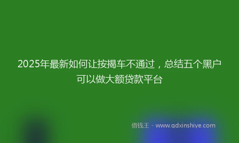 2025年最新如何让按揭车不通过，总结五个黑户可以做大额贷款平台