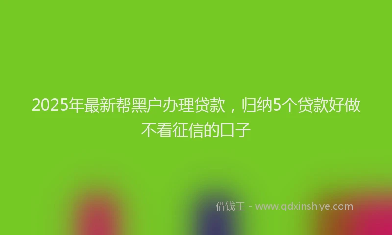 2025年最新帮黑户办理贷款，归纳5个贷款好做不看征信的口子