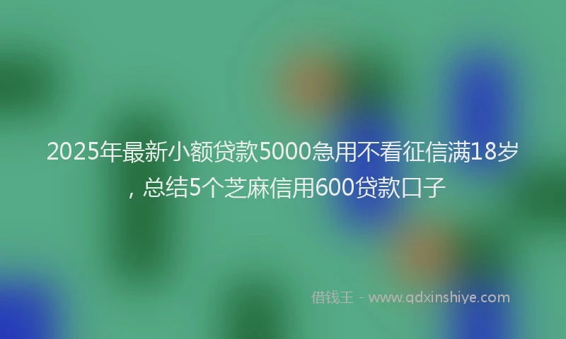 2025年最新小额贷款5000急用不看征信满18岁，总结5个芝麻信用600贷款口子