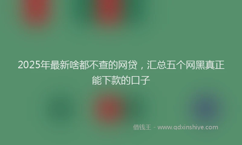 2025年最新啥都不查的网贷，汇总五个网黑真正能下款的口子