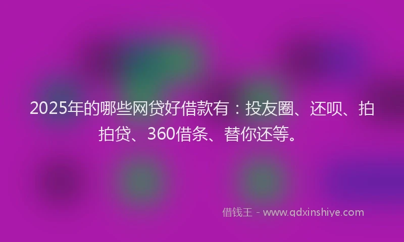 2025年的哪些网贷好借款有：投友圈、还呗、拍拍贷、360借条、替你还等。