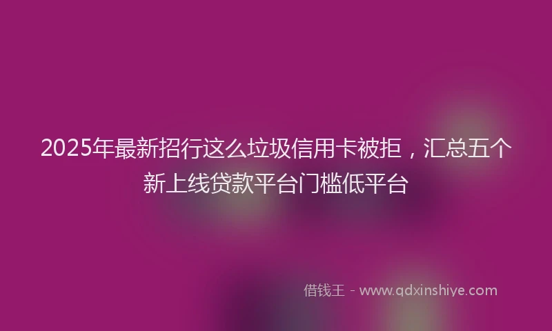 2025年最新招行这么垃圾信用卡被拒，汇总五个新上线贷款平台门槛低平台