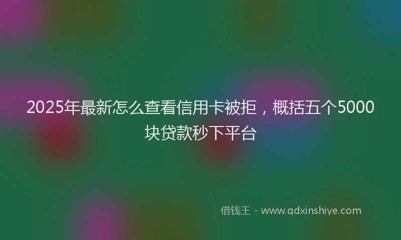 2025年最新怎么查看信用卡被拒，概括五个5000块贷款秒下平台